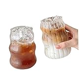 Klarglas Tassen 2pcs 530 ml Ripple Trinkgläser Iced Coffee Glass Tassen Biergläser für Saftwasser trinken
