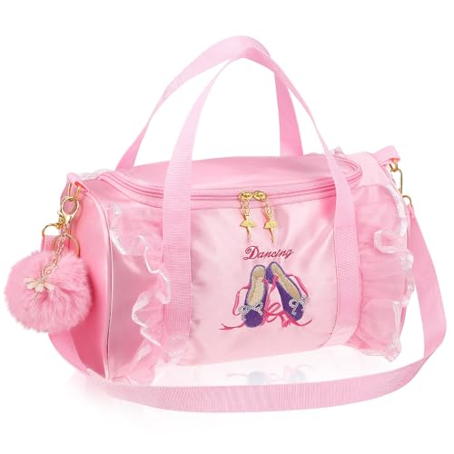 Sac sport fille pour danse ballet et école rose avec pompon