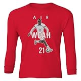 Air Weah 21 Graphic USA Sports Fans Youth Long Sleeve T-Shirt (Red, Youth Small)