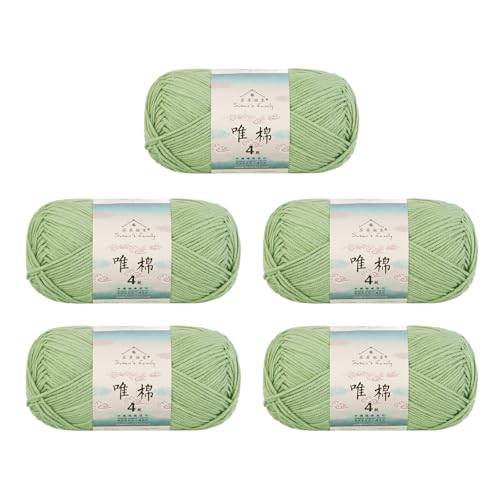 Susan's Family Combed Cotton 4 ply Yarn 5x50g-5Packs-25#Fair Green