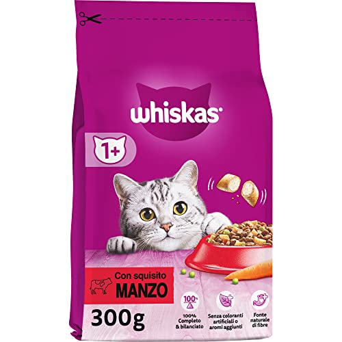 Whiskas Croccantini Adult 1+ avec Boeuf - Nourriture sèche pour Chat Adulte 14 boîtes de 300 g