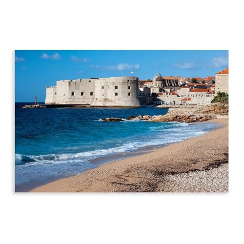 Affiche Plage et mer à Dubrovnik toile de paysage marin pour déco de chambre et bureau
