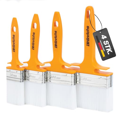 Hinrichs Lasurpinsel Set - 4X Malerpinsel Set Profi in den Breiten 50mm, 70mm, 100mm & 120mm - Pinselset für Lack,...