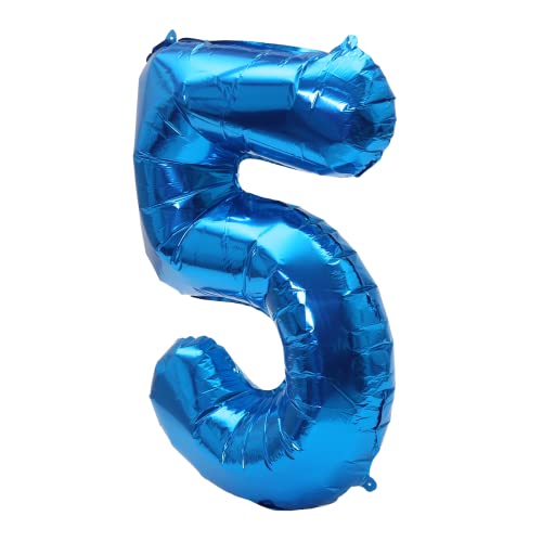 Image of YPSelected 32 Inch Large Foil Helium Number Balloon Birthday Wedding Party 0-9 (Blue, 5)