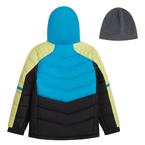Image of LONDON FOG Boys' Heavyweight Hooded Puffer Jacket with Sherpa-Lined Hood & Fleece Beanie