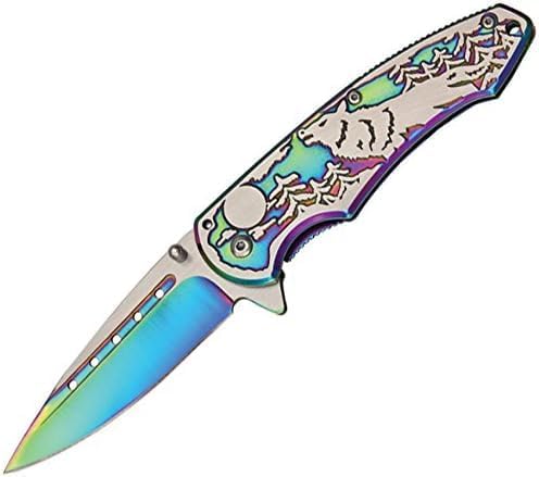 CN300269RB-BRK Wolf Linerlock Rainbow