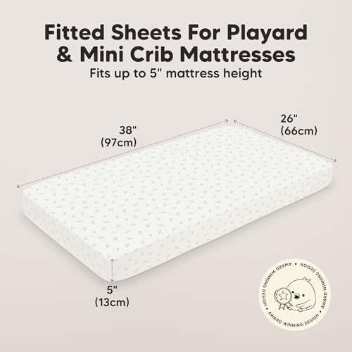 Image of 2-Pack Mini Crib Sheets Fitted, 38x26 Pack N Play Mattress Sheets (Herb) | Organic Cotton Sheets for Pack and Play Mattress, Soft, Breathable Playard Bedding Sheet, Mini Toddler Bed Cover, Boys, Girls