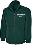 Personalised Embroidered Full Zip Fleece Unisex Jacket, Free Left Chest Text And Your Customise Logo, 100% Polyester Super Anti Pill Micro Fleece Jacket Bottle Green - Image 1