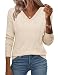 Zeagoo Damen Strickpullover Elegant Gerippt Pullover Herbst Winter Beige S