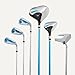 Amazon Basics Golf Club Set, 6- Piece with Stand Bag, Oversized Clubface, Low Center of Gravity, Right Handed, Blue/Black