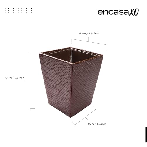 Image of Encasa XO Leather Dustbin for Home | 3 L (15x19 cm)(Small) Waste Bin for Bedroom, Washrooms, Kitchens Office, Hotel | Noise free, Floor Safe Trash Can | Textured Leather Garbage Bin - Copper