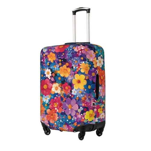 Rainbow Spring Flowers Travel Luggage Cover Fits 29"-32" Luggage, Washable Elastic Suitcase Covers for Work Outdoor2