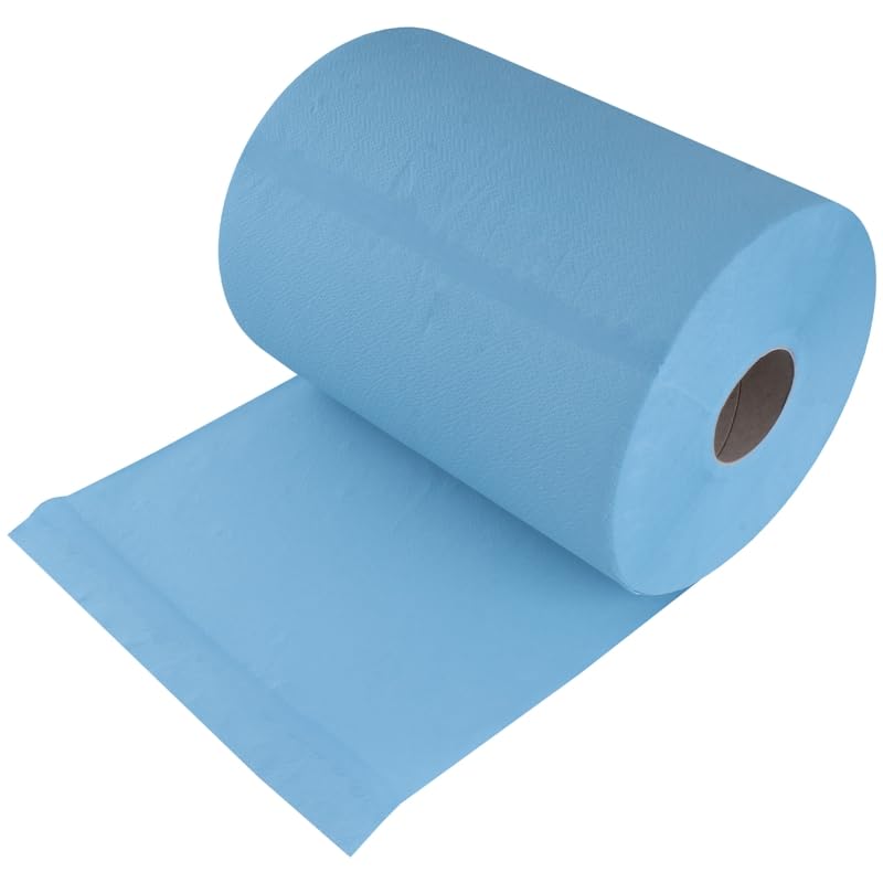 TECPO Putztuchrolle Blau 2x 500 Blatt gesamt 1000, 3-lagig, perforiert, saugstark, Putzrolle Papierrolle Reinigungstücher Wischtücher Putzpapier für Gewerbe