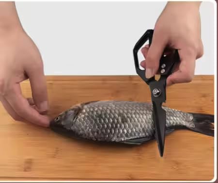 KOWT Stainless Steel Kitchen Scissors, Multi-Purpose Shears for Fish, Chicken, Vegetables, Black