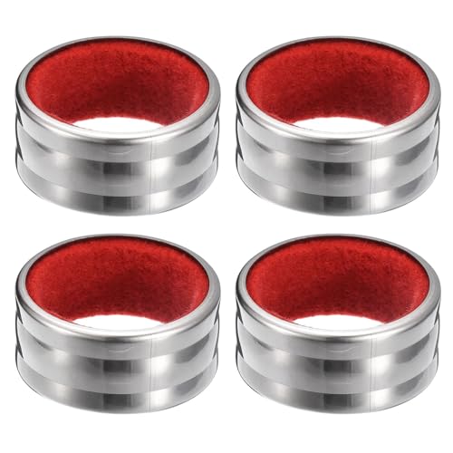 Wine Bottle Collars, 4 Pcs Stainless Steel Wine Drip Ring, 40mmx19mm Leakproof Ring Drip Stoppers for Wine Bottles, Wine Stop Accessories for Bar and Home (Red Silver)