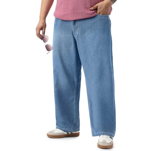 Image of Urbano Plus Men's Loose Baggy Fit Washed Jeans Non-Stretchable