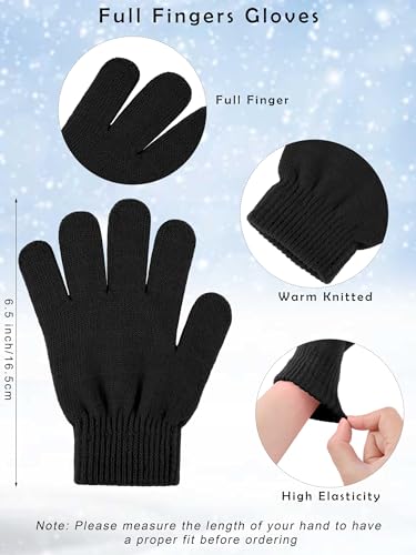Image of Cooraby 6 Pack Kid's Winter Beanies Hat Full Fingers Gloves Set Skull Winter Caps Stretchy Gloves for Boys Girls