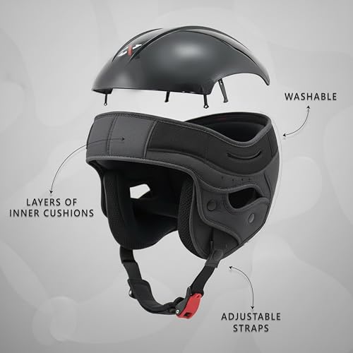 Image of Cortex Sky Half Face Helmet Glossy Finish with Scratch Resistant Polycarbonate Visor, Hard ABS Shell Helmet for Men and Women | Clear Visor, Lightweight,