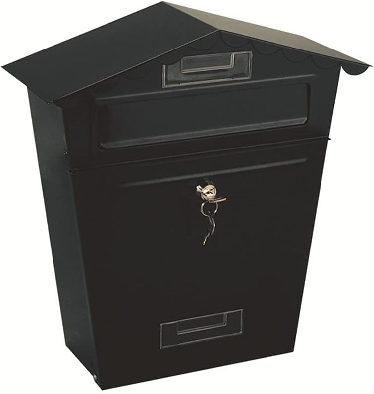 HBJWOV Lockable Secure Mail Letter Post Box Vintage Stainless Steel Metal Mailbox Garden Ornament Retro Wall-Mounted Home Decor(E)