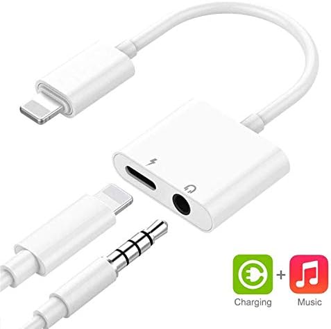 for iPhone Adapter 3.5 mm Jack Splitter Charger and Headphone Adapter for iPhone 8/8 Plus/7/7 Plus/X/XR/XS/XS Max Dongle Charge and Listen to Music for iPhone Aux Audio and Charge Adapter Converter