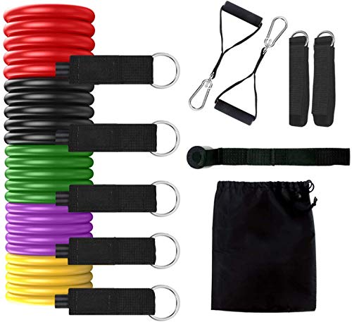 LBLTECH 11 Pack Exercise Resistance Bands, Including 5 Stackable Exercise Bands with Door Anchor,2 F LBLTECH 11 Pack Exercise Resistance Bands, Including 5 Stackable Exercise Bands with Door Anchor,2 F