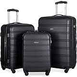Merax Luggage Sets Suitcase Set 3 Piece Carry On Hardside Luggage with Spinner Wheels