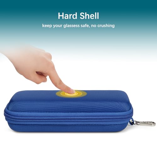 Image of Double Eyeglasses Case Hard Shell Dual Sunglasses Organizer with Zipper Closure Travel Eyewear Storage for Vehicle