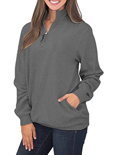 Samefar Womens Sweatshirt Long Sleeve Quarter Zip High Neck Casual ...