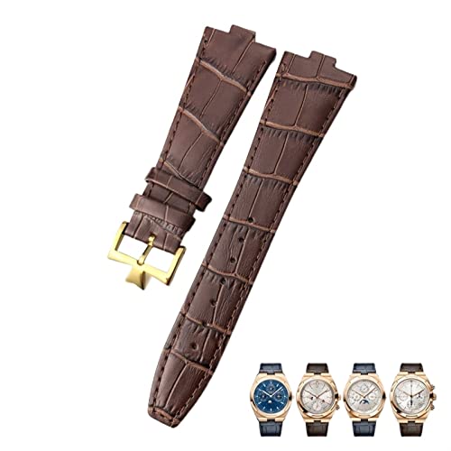 para Bandas de Reloj de Grano de bambú de Color marrón Negro Negro de 25 mm de Cuero Genuino de Cuero Convex