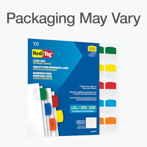 image for Redi-Tag Laser Printable Tabs, Permanent Index Tabs, Customizable Adhe