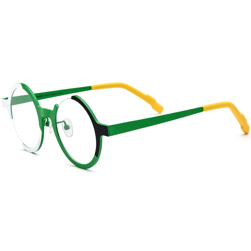 FONEX Colorful Pure Titanium Glasses Frame Women Retro Round Eyeglasses