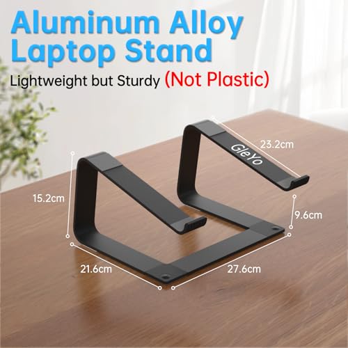 Image of Laptop Stand for Desk Detachable Aluminum Computer Riser Portable Metal Notebook Printer Stand Holder Compatible with MacBook Air, Pro, Dell, HP, Lenovo and All 10-16 inch Laptops, Black