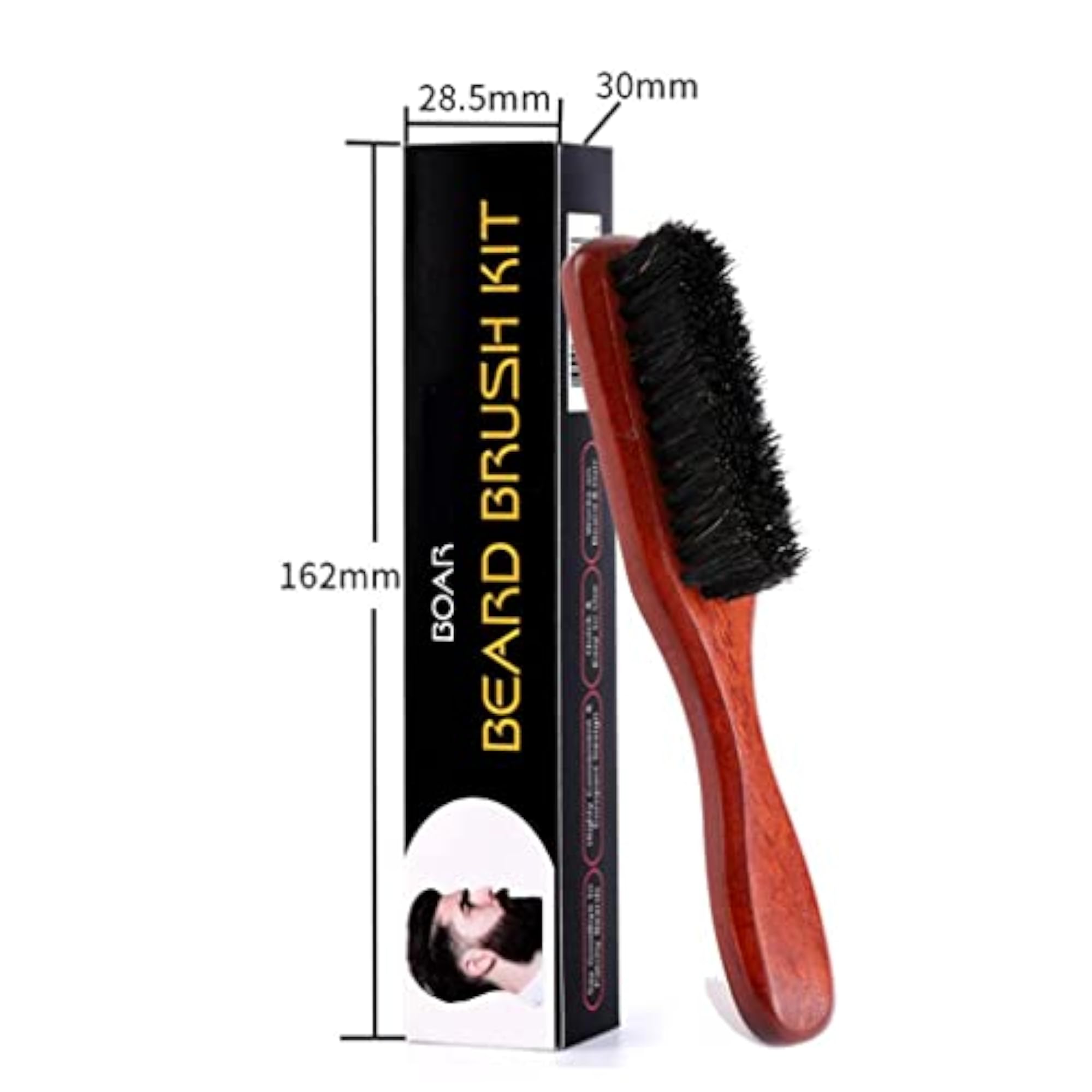 Long Handle Beard Brush Comb for Grooming, Brown