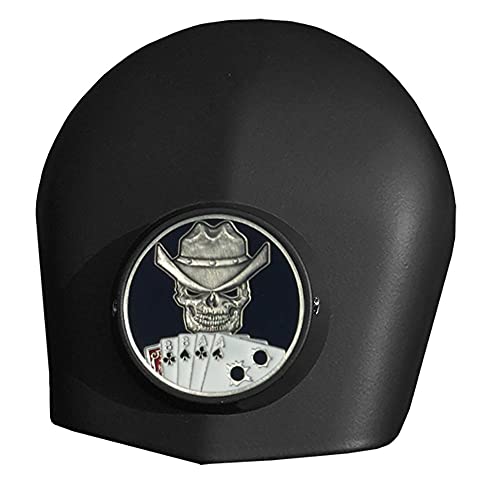 Motordog69 Dead Man's Hand Harley Black Horn Cover Coin Mount Set #TOP4