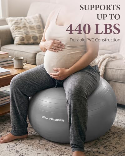 Image of Trideer Exercise Ball, Stability Yoga Ball for Physical Therapy, Active Sitting, Pregnancy & Birth Labor Prep, Core Strength, Balance Training, Posture Improvement and Daily Stretching, 55 /65 /75cm