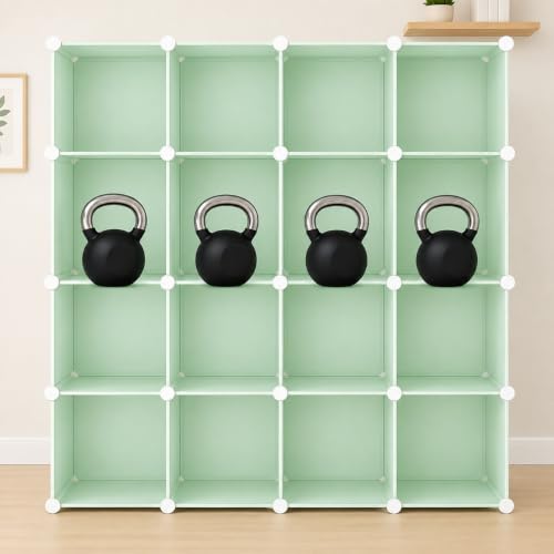 Image of Little Olive Plastic Wardrobe with Height Chart | Animal Print Design for Kids Toys and Clothes | Green Matte Modular Storage Cabinet (110Cm X 36Cm X 145Cm)