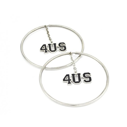 4uor0160 Cesare Paciotti 4us Hoop Earrings with Pendant 4US Black, Stainless Steel