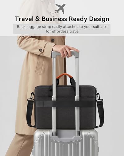 Image of bagasin 17 17.3 18 inch Laptop Bag Carrying Case with Edge Protection | Water-Repellent Fabric Computer PC Shoulder Briefcase, Lightweight Toploader, Business Casual or School