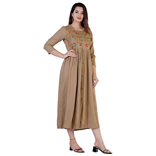 Image of DMP FASHION Women' s Rayon Classy Embroidery Work Flared Kurta