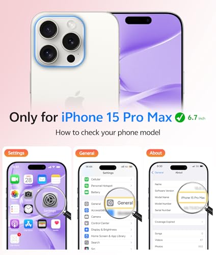 Image of FNTCASE for iPhone 15 Pro Max Case: [Compatible with Magsafe] Translucent Matte Cases with [Full Camera Protection] [Screen Protector] Military Grade Shockproof Protective Phone Cover - Light Purple