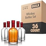 Stock Your Home Set of 36 Glass Whiskey Bottles with Corks 375 mL Empty Liquor Bottles for Infusions Syrups Oil and More