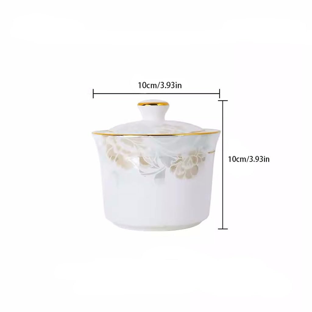 Miski ramen, miski na owoce, miska na zupę, porcelanowa miska na zupę ze złotymi krawędziami, mały kubek, ceramiczny kubek zdrowotny, mini kubek z pokrywką, salaterka, talerze (260 ml)