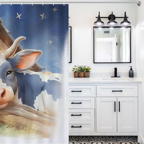 Rideau de douche vache en polyester imperméable 168x183 cm - 5