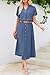 Dokotoo 2 Piece Sets for Women Matching Sets for Women Elastic Waist Skirt Sets Womens Short Sleeve Tops Front Split Button Women Blue Size X Large