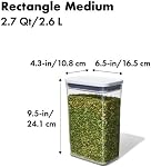 OXO Good Poignées POP 2.0 Conteneur rectangulaire moyen, 2.6L, Clair/blanc (11234500UK) | Fermeture à pression étanche, rangement empilable, coins arrondis pour verser