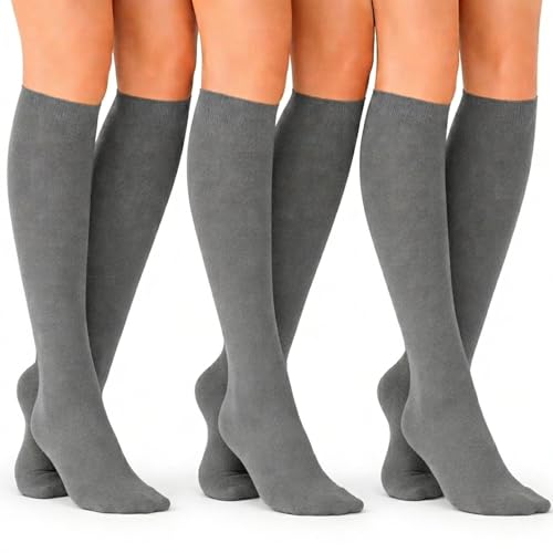 Image of Diamond Star Women's Trouser Socks, Opaque Knee High Nylon Socks, Stretchy Comfort Fit for Work and Casual, 6 Pairs
