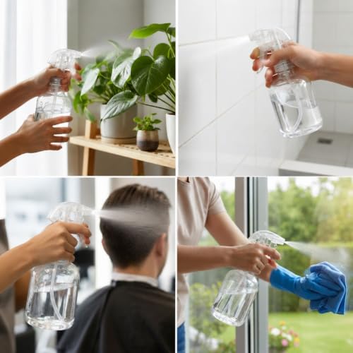 Image of Omidazzle SPRAY BOTTLE, Transparent Clear Empty Water Spray Bottles, Water Liquid Sprayer Set for Face, Hair, Garden, Sanitizer, Perfume, and DIY Hair Treatments (200ml)