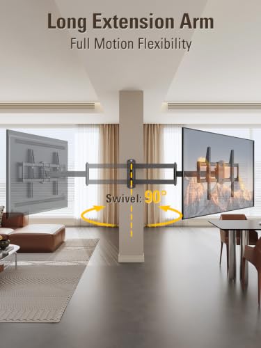 Image of Mounting Dream Corner TV Wall Mount Long Arm Swivel Tilt for 37-75 Inch TVs