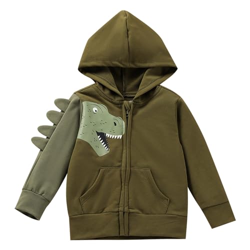 EnJoCho Kids Warm Winter Outwear Toddler Boys Autumn And Winter 3d Dinosaur Print Long Sleeve Hooded Zip Jacket With2
