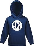  ShirtStreet Fanartikel Fan Kult Film Kinder Hoodie Kapuzenpullover Mädchen Jungen Kreis Harry 9 3/4, Größe: 152,Navy